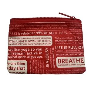 Lululemon Red Inspirational Quote Zippered Pouch Change Purse Wallet